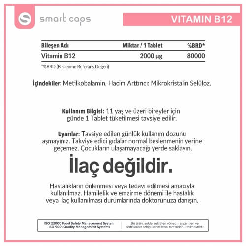 Smartcaps Vitamin B12 2000 µg / 60 Tablet