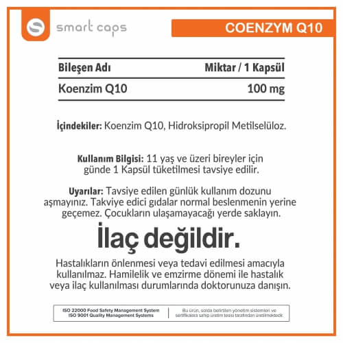 Smartcaps Koenzim Q10 100 mg 30 Kapsül