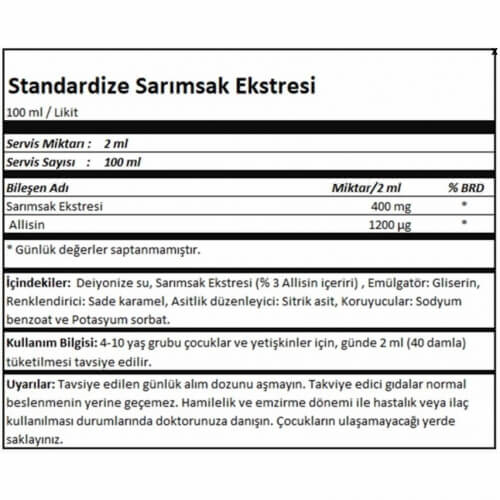 Smartcaps Standardize Sarımsak Ekstresi 100 ml