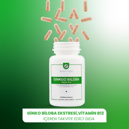 Smart Caps Ginkgo Biloba + B12 60 Kapsül