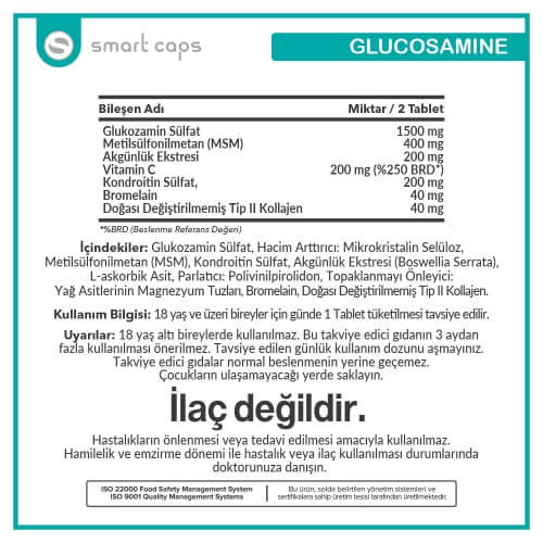 Smartcaps Glukozamin Tip II Kolajen 60 Tablet 